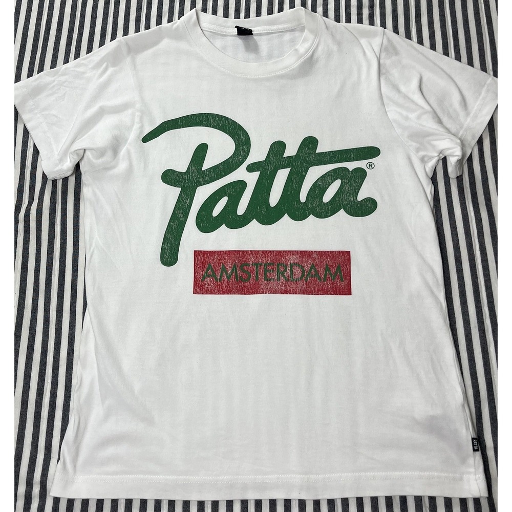 PATTA Men’s White T-Shirt Small Amsterdam Graphic Chapter LOGO Streetwear